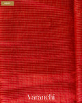 Vermillion Red Checkered Pure Katan Silk Saree — Body