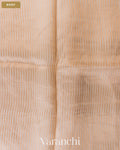 Beige Bird Embroidered Pure Kora Silk Saree — Body