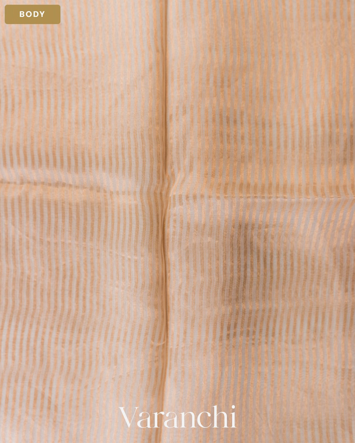 Beige Bird Embroidered Pure Kora Silk Saree — Body