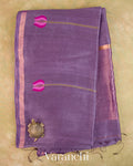 Light Violet Lotus Jamdani Pure Silk Linen Handloom Saree — Full Saree