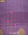 Light Violet Lotus Jamdani Pure Silk Linen Handloom Saree — Body