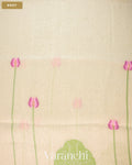 Off-White Lotus Jamdani Pure Silk Linen Handloom Saree — Body