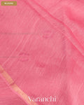Rose Pink Lotus Jamdani Pure Silk Linen Handloom Saree — Blouse