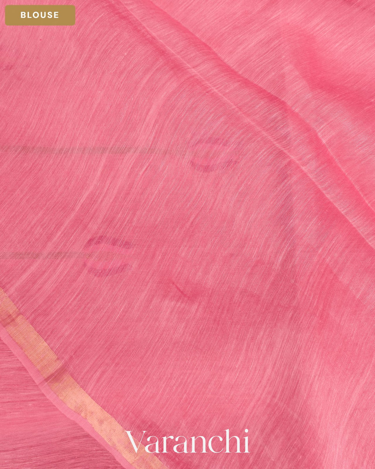 Rose Pink Lotus Jamdani Pure Silk Linen Handloom Saree — Blouse