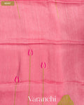 Rose Pink Lotus Jamdani Pure Silk Linen Handloom Saree — Body