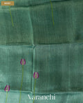 Sea Blue Lotus Jamdani Pure Silk Linen Handloom Saree — Body