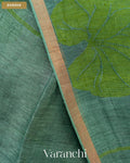 Sea Blue Lotus Jamdani Pure Silk Linen Handloom Saree — Border