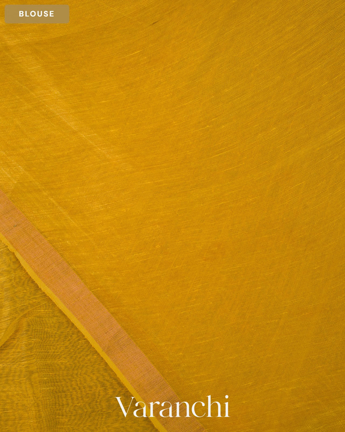 Bright Yellow Lotus Jamdani Pure Silk Linen Handloom Saree — Blouse
