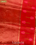Rusty Red Jamdani Pure Silk Linen Handloom Saree — Pallu