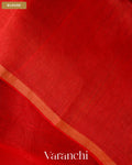 Rusty Red Jamdani Pure Silk Linen Handloom Saree — Blouse