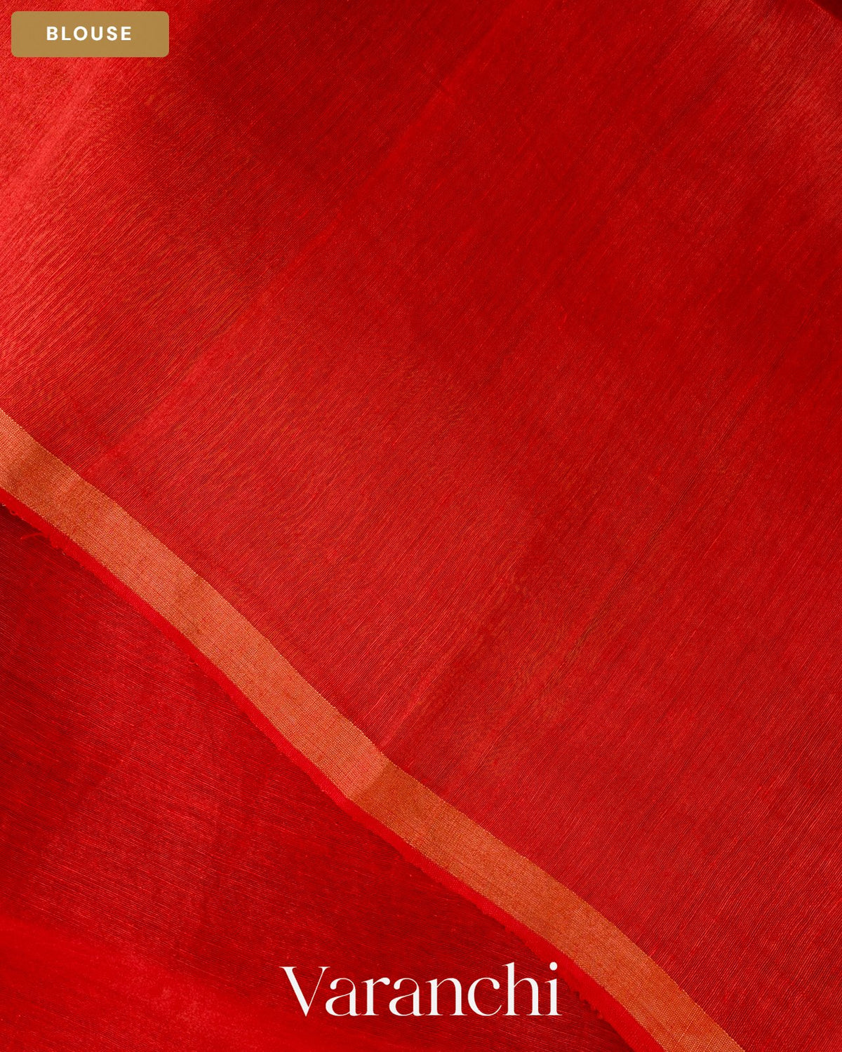 Rusty Red Jamdani Pure Silk Linen Handloom Saree — Blouse