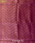 Violet Purple with Sequin Embroidery Pure Muslin Silk Handloom Saree — Pallu