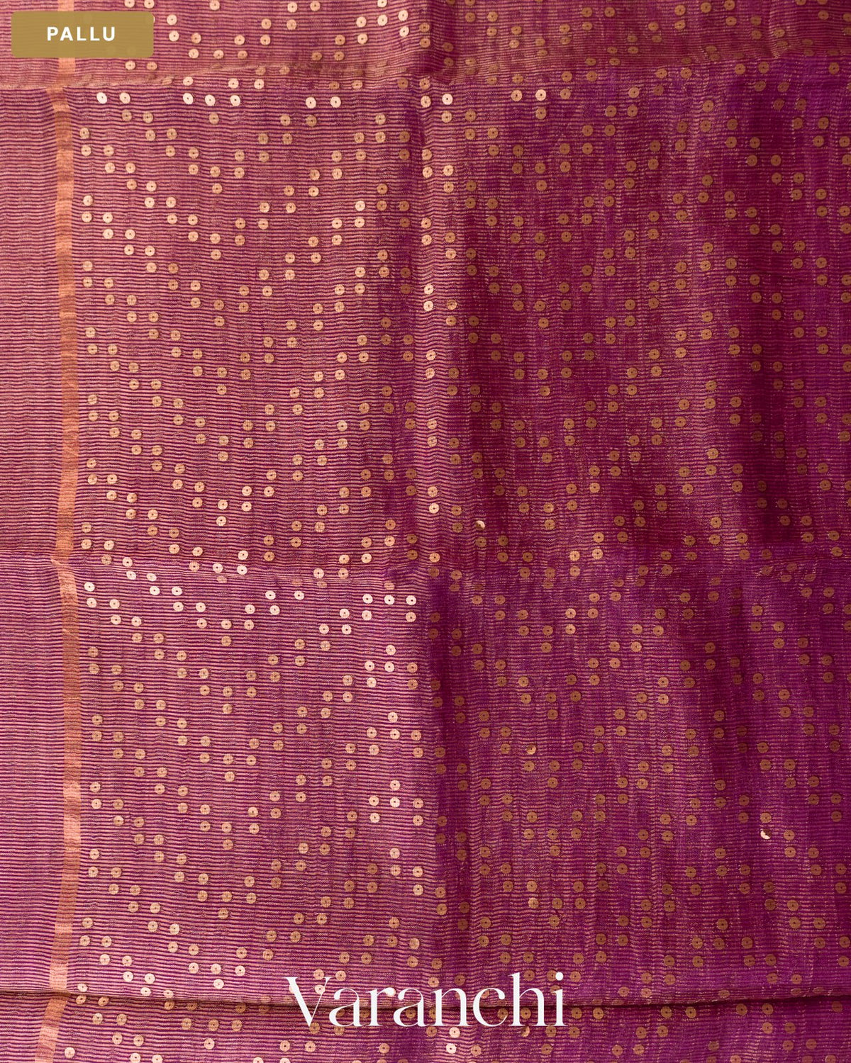 Violet Purple with Sequin Embroidery Pure Muslin Silk Handloom Saree — Pallu