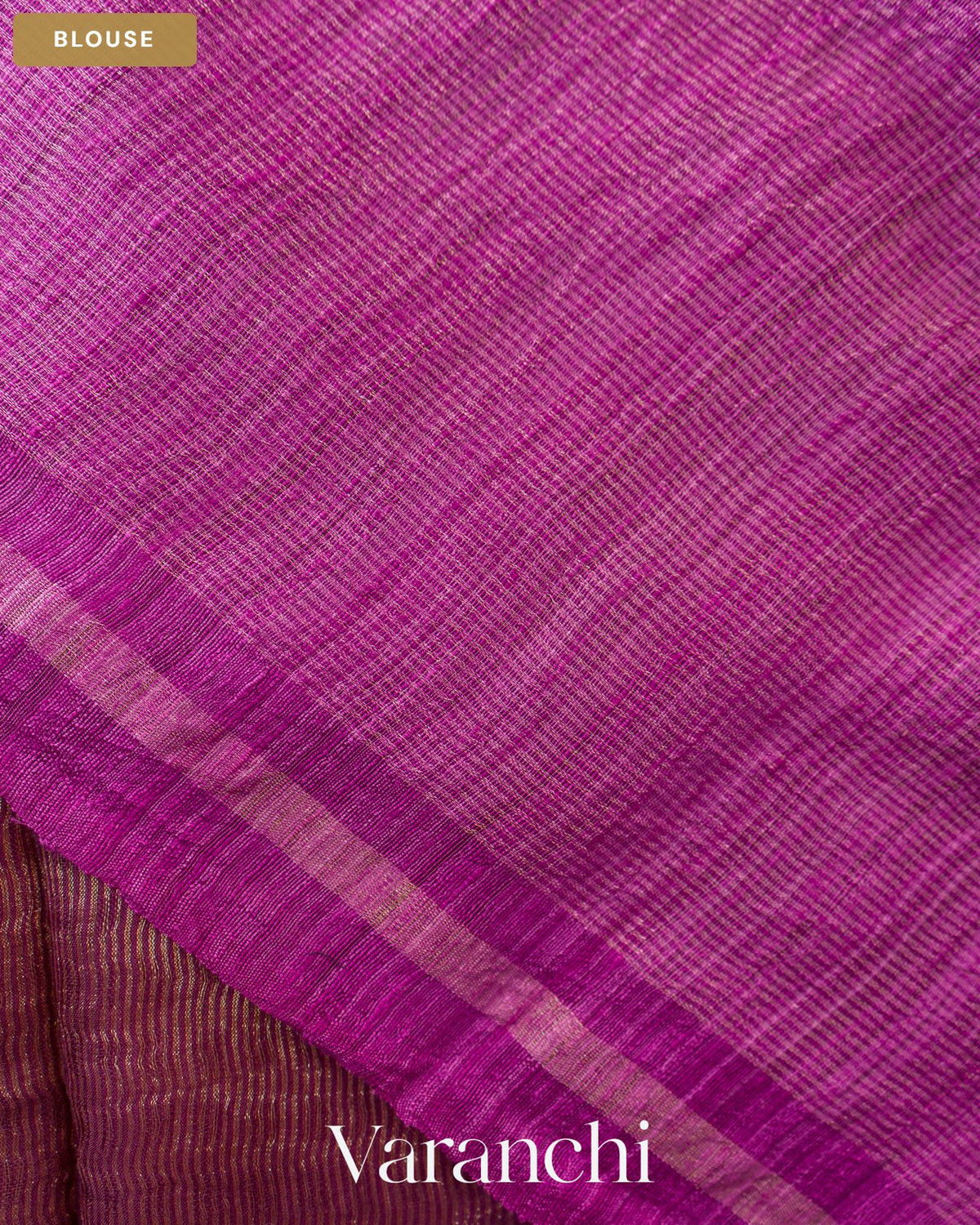 Violet Purple with Sequin Embroidery Pure Muslin Silk Handloom Saree — Blouse