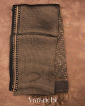 Black with Sequin Embroidery Pure Muslin Silk Handloom Saree — Full Saree