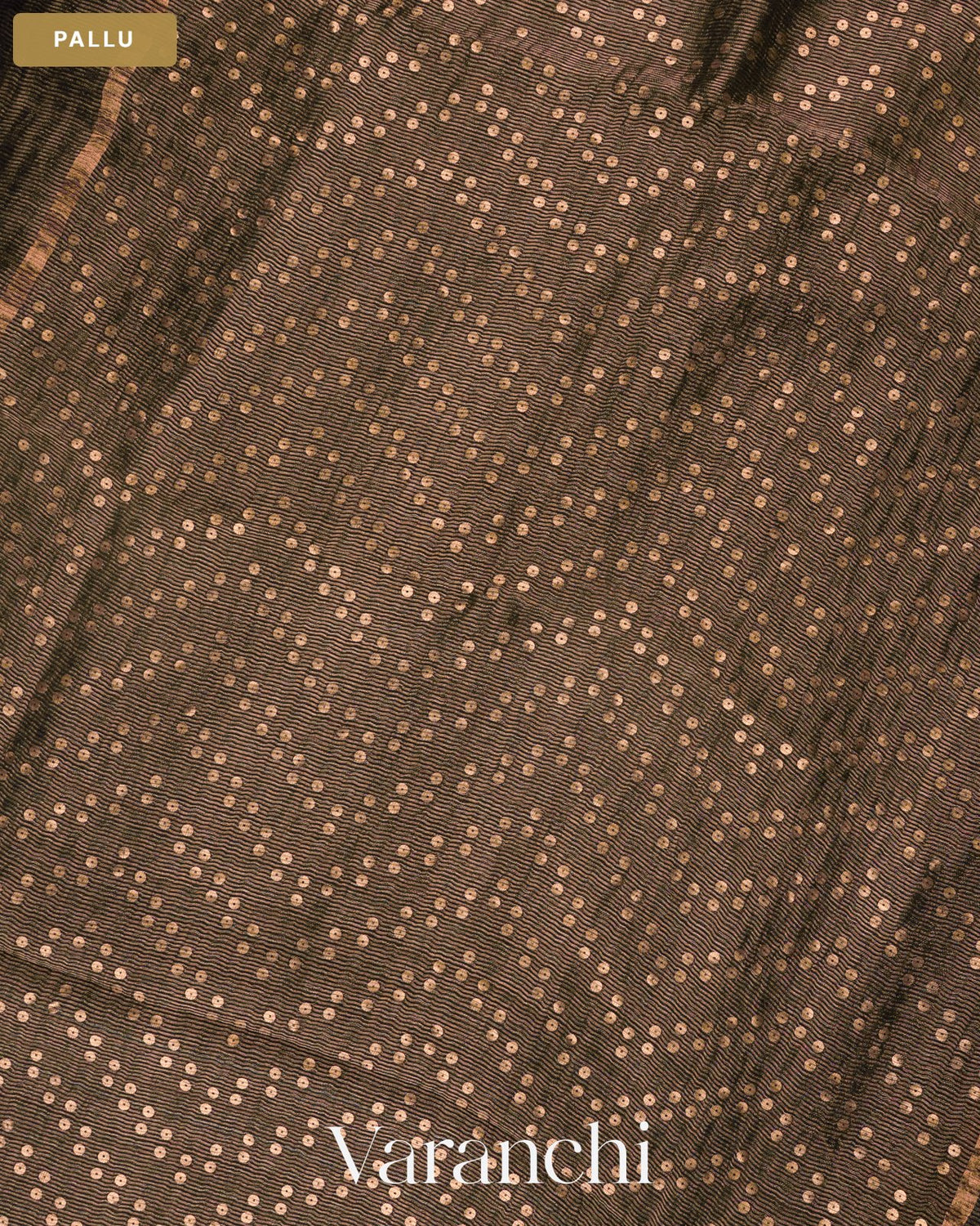 Black with Sequin Embroidery Pure Muslin Silk Handloom Saree — Pallu