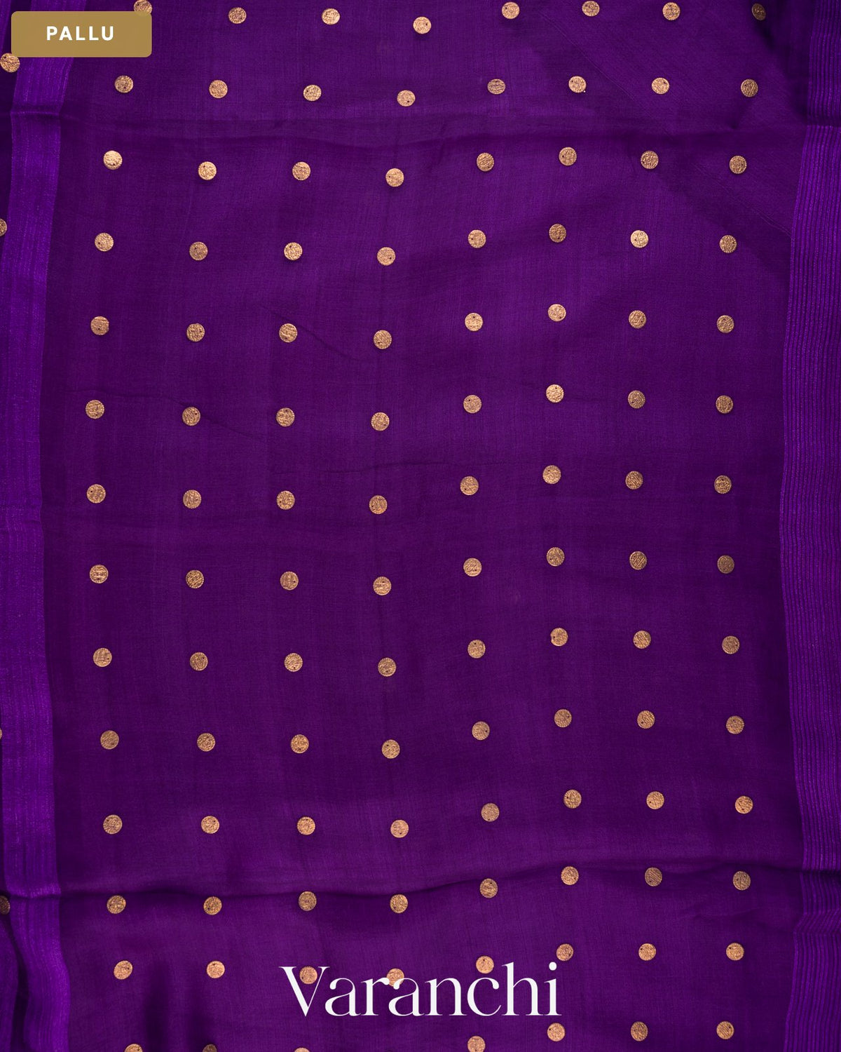 Purple Sequin Pure Matka Silk Handloom Saree — Pallu