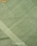 Sage Green Sequin Pure Matka Silk Handloom Saree — Blouse