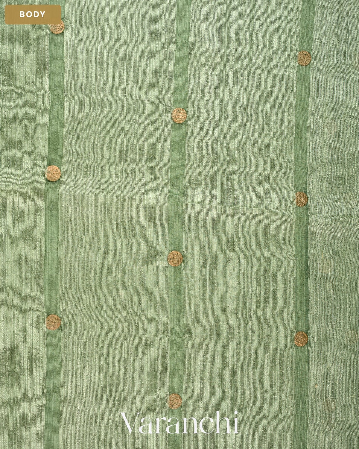 Sage Green Sequin Pure Matka Silk Handloom Saree — Body