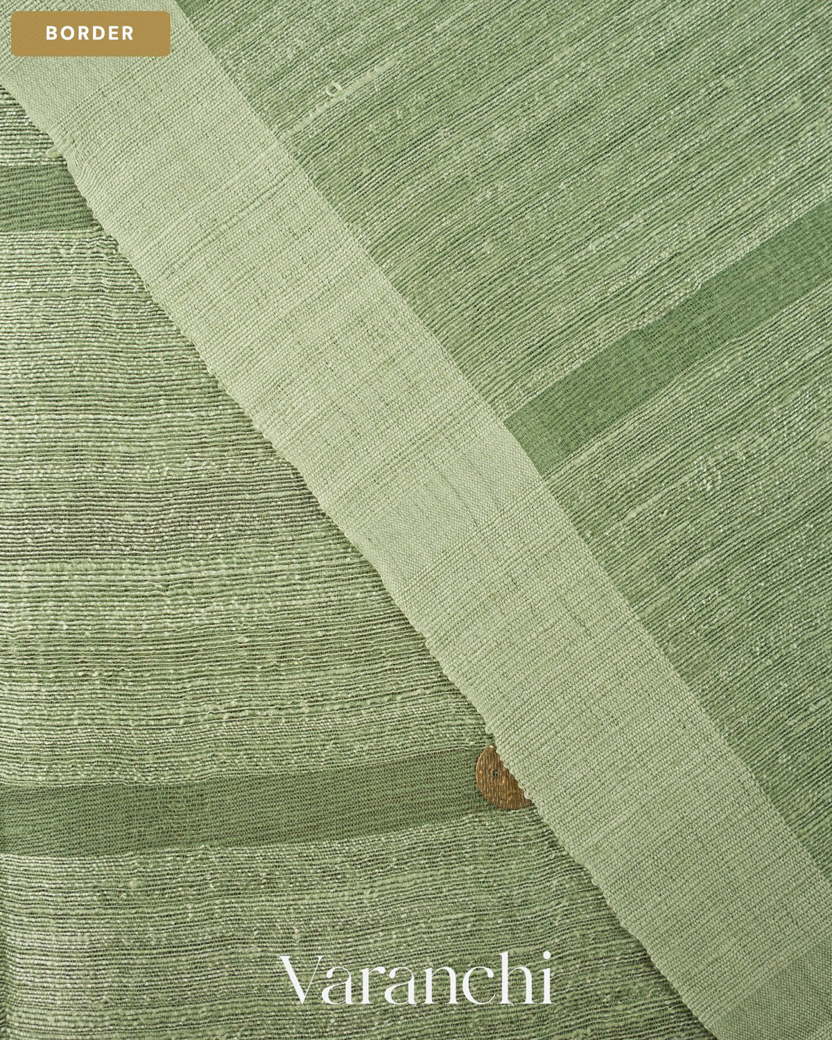 Sage Green Sequin Pure Matka Silk Handloom Saree — Border