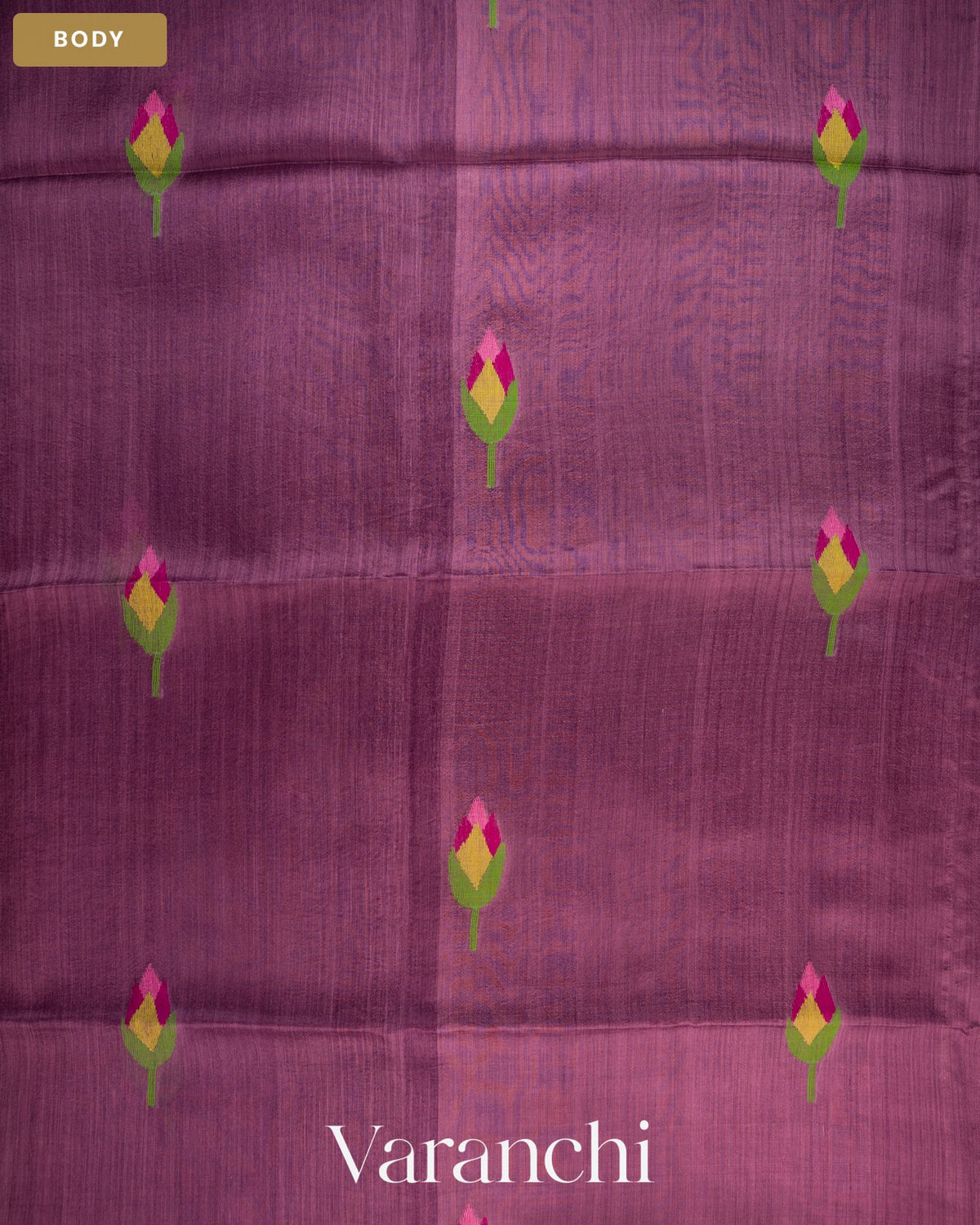Deep Wine Jamdani Pure Mulberry Silk Handloom Saree — Body