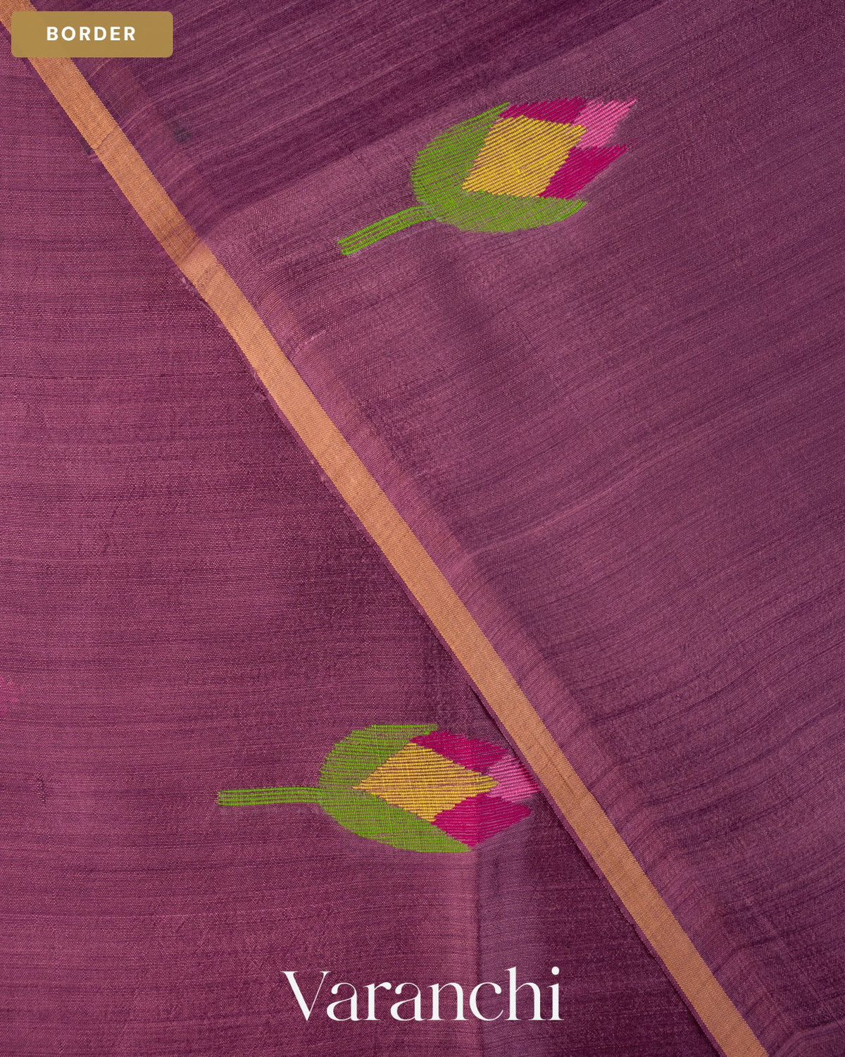 Deep Wine Jamdani Pure Mulberry Silk Handloom Saree — Border