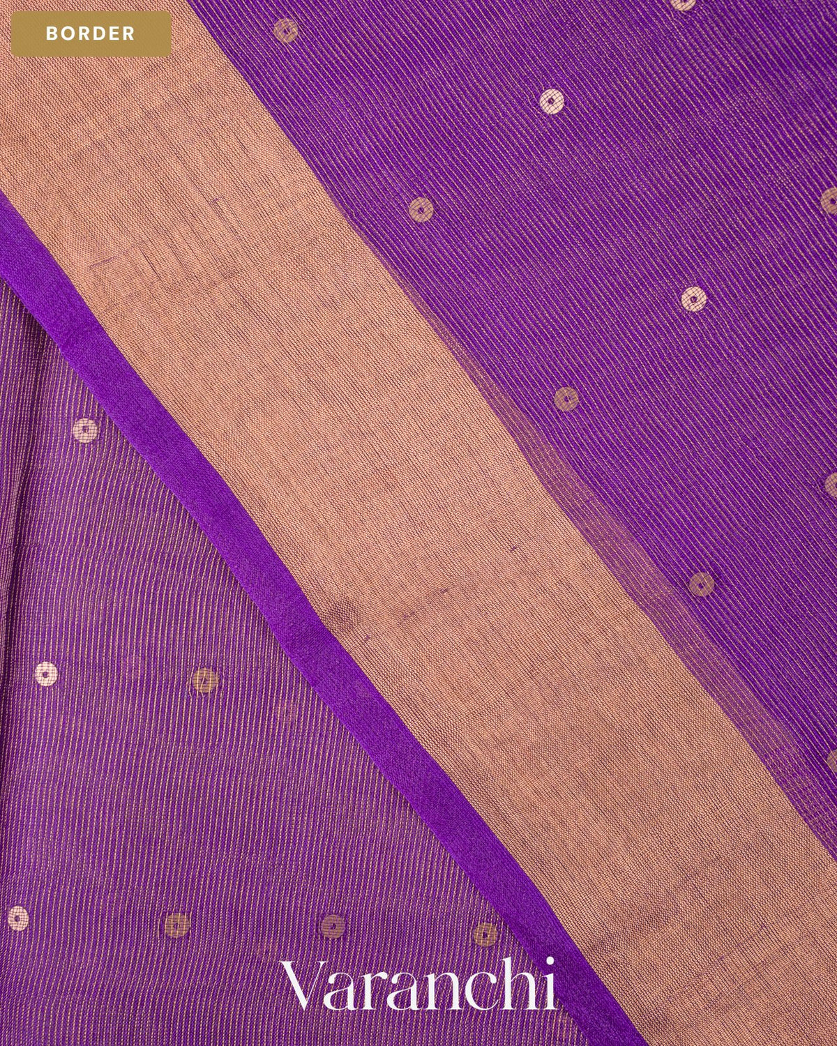 Purple Sequin with Jamdani Pure Muslin Silk Handloom Saree — Border