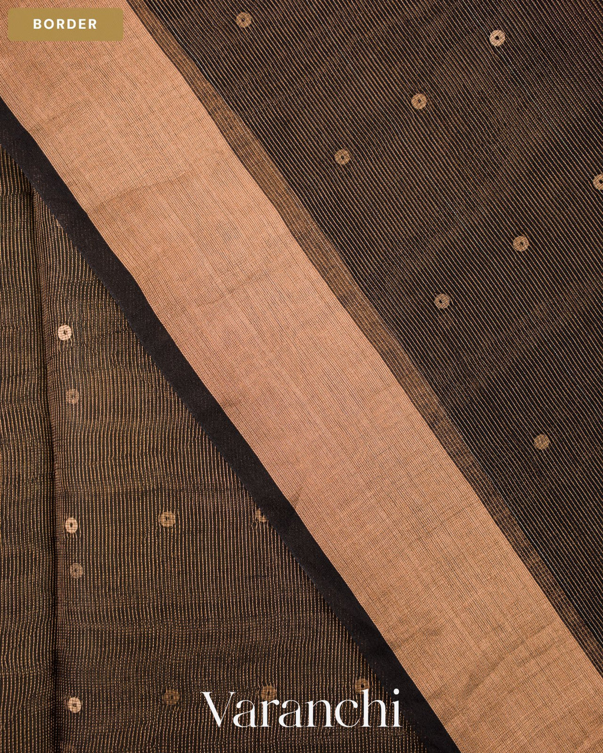 Black Sequin with Floral Jamdani Pure Muslin Silk Handloom Saree — Border