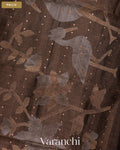 Black Sequin with Floral Jamdani Pure Muslin Silk Handloom Saree — Pallu
