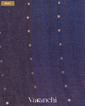 Sapphire Blue Sequin with Floral Jamdani Pure Muslin Silk Handloom Saree — Body