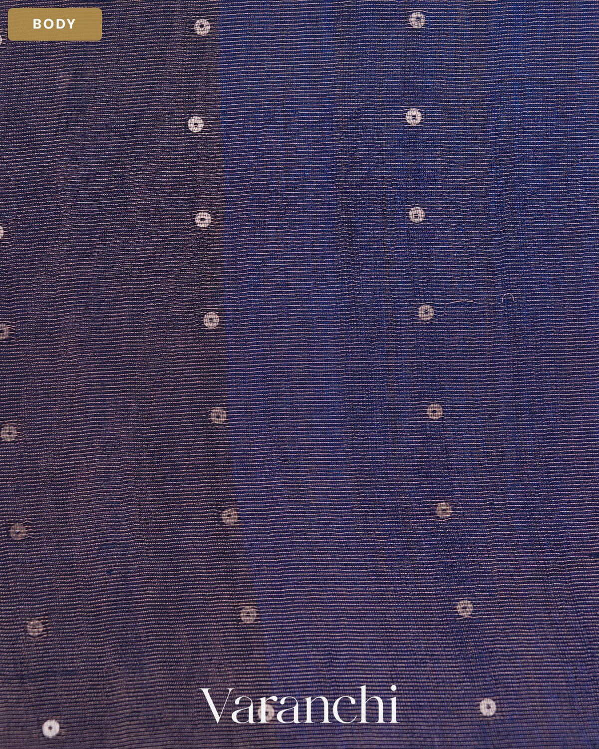 Sapphire Blue Sequin with Floral Jamdani Pure Muslin Silk Handloom Saree — Body