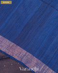 Sapphire Blue Sequin with Floral Jamdani Pure Muslin Silk Handloom Saree — Blouse