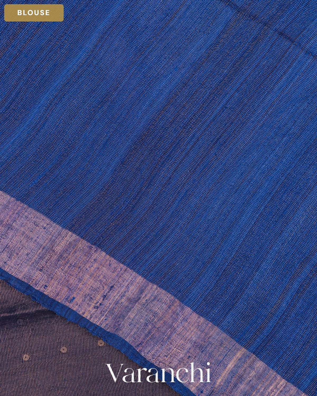 Sapphire Blue Sequin with Floral Jamdani Pure Muslin Silk Handloom Saree — Blouse