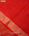 Vermilion Red Sequin Pure Muslin Silk Handloom Saree — Blouse