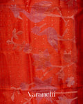 Vermilion Red Sequin Pure Muslin Silk Handloom Saree