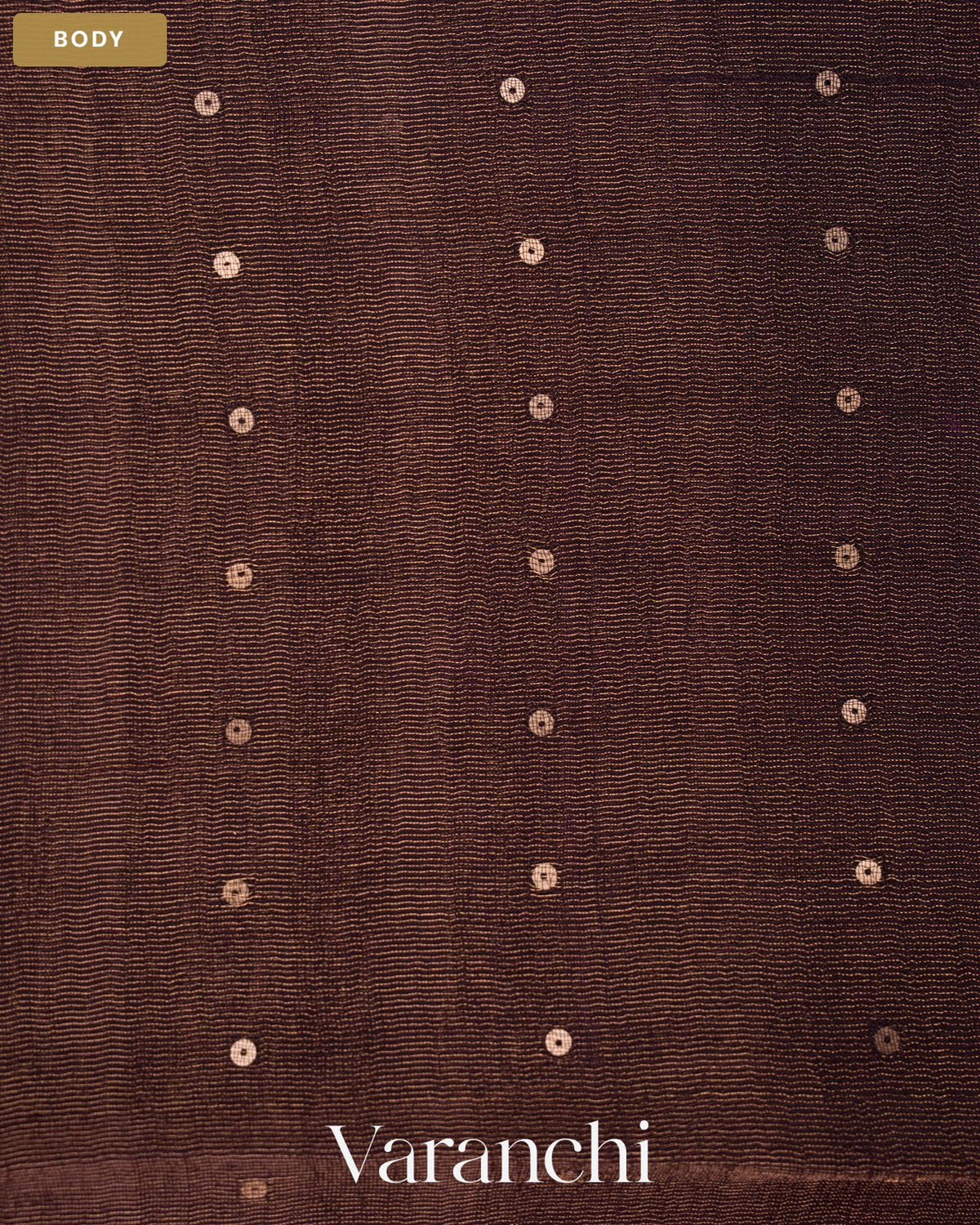 Coffee Brown Sequin with Jamdani Pure Muslin Silk Handloom Saree — Body