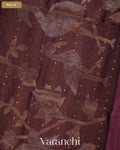 Coffee Brown Sequin with Jamdani Pure Muslin Silk Handloom Saree — Pallu