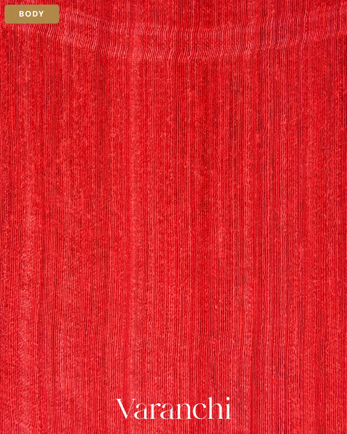 Tulip Red Jamdani Pure Mulberry Silk Handloom Saree — Body