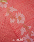 Peach Pink Floral Jamdani Pure Matka Silk Handloom Saree — Border