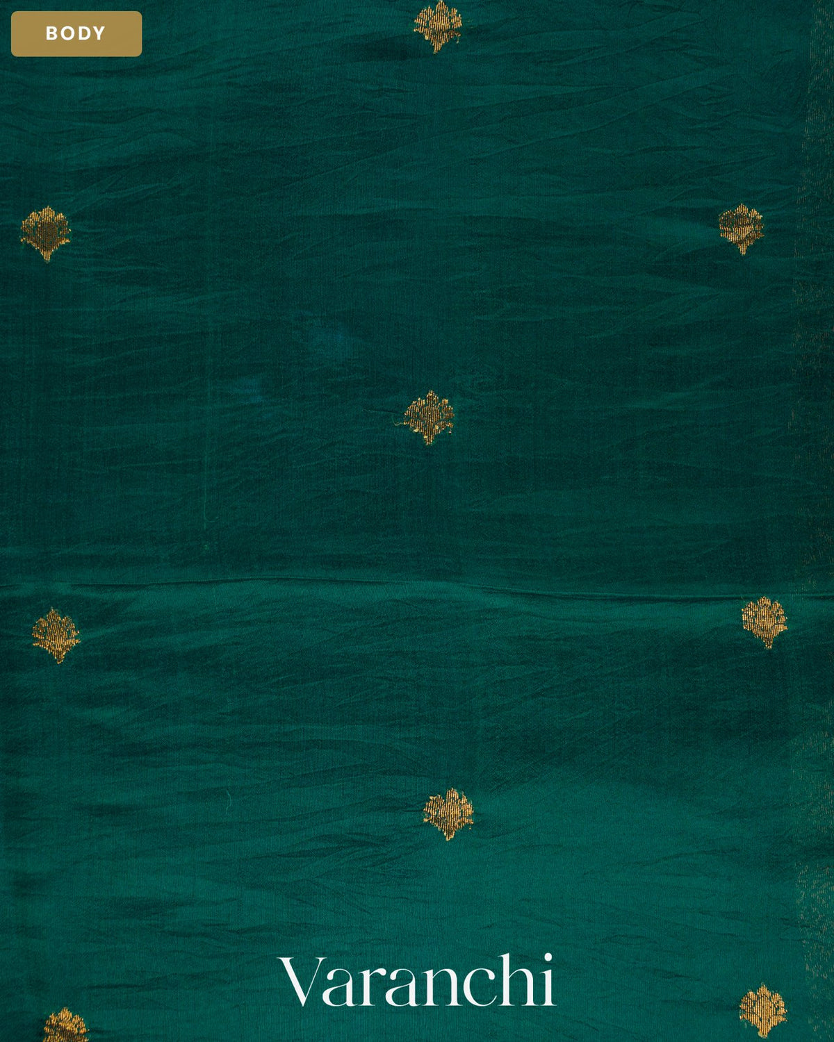 Turquoise Blue Jamdani Pure Mulberry Silk Handloom Saree — Body