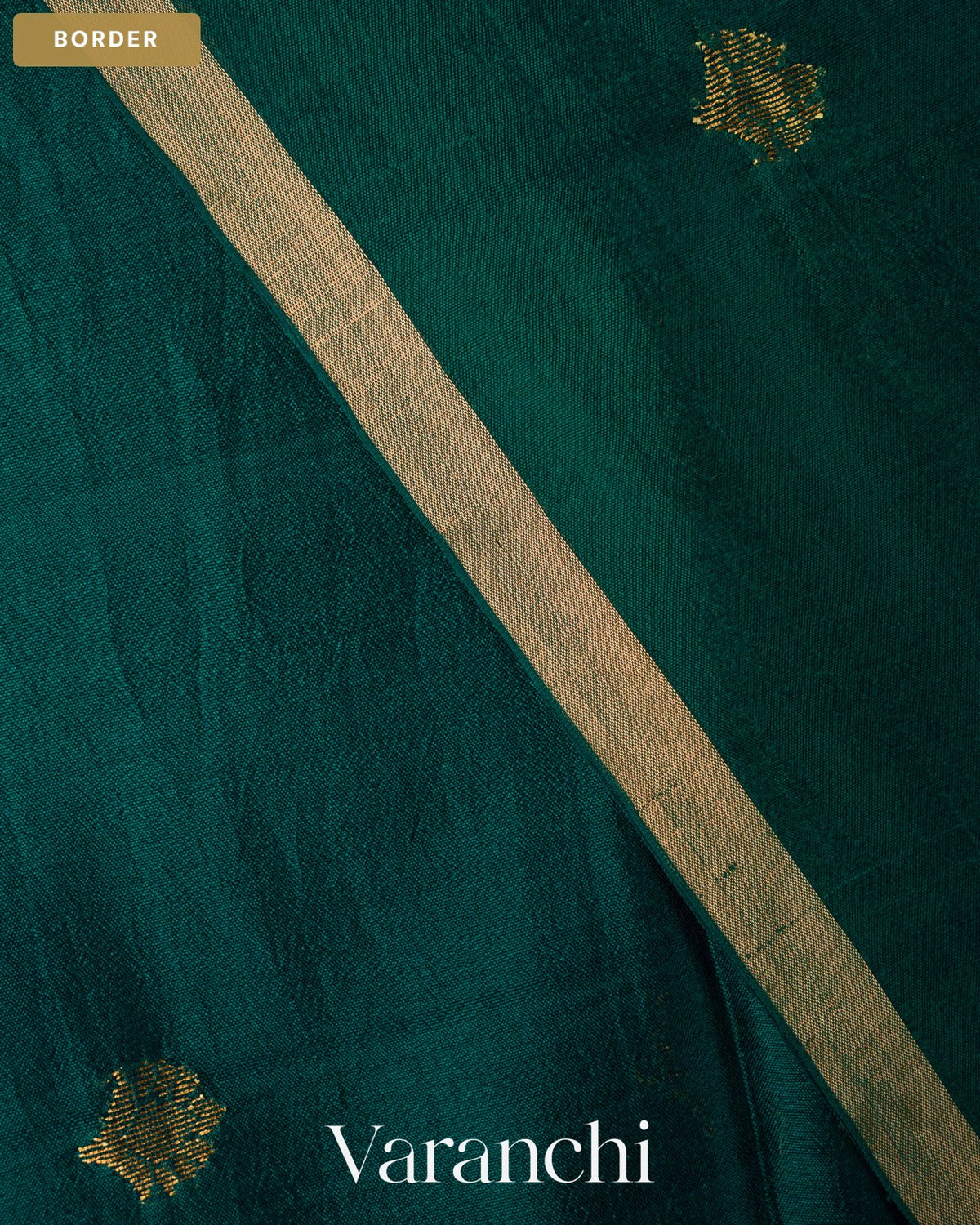 Turquoise Blue Jamdani Pure Mulberry Silk Handloom Saree — Border