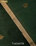 Dark Green Jamdani Pure Mulberry Silk Handloom Saree — Border