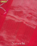Crimson Red Jamdani Pure Muslin Silk Handloom Saree — Pallu
