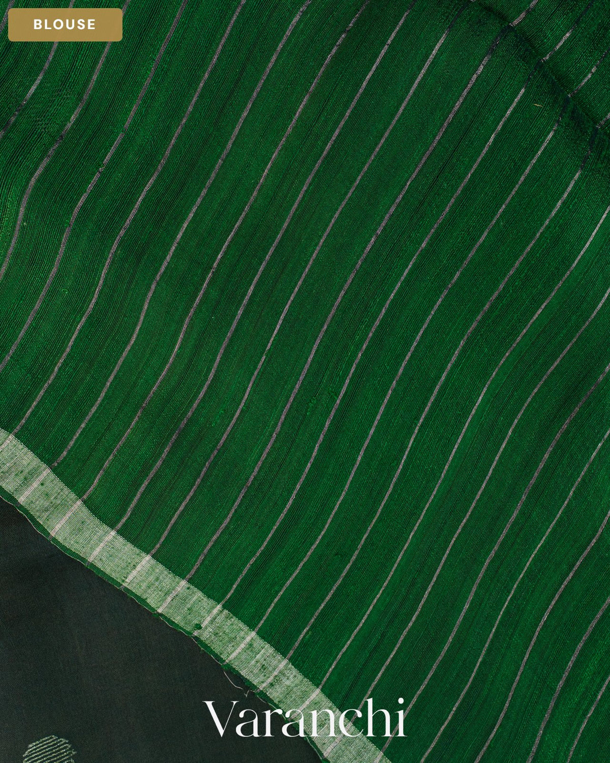 Forest Green Jamdani Pure Muslin Silk Handloom Saree — Blouse