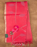 Pink Peach Jamdani Pure Muslin Silk Handloom Saree — Full Saree