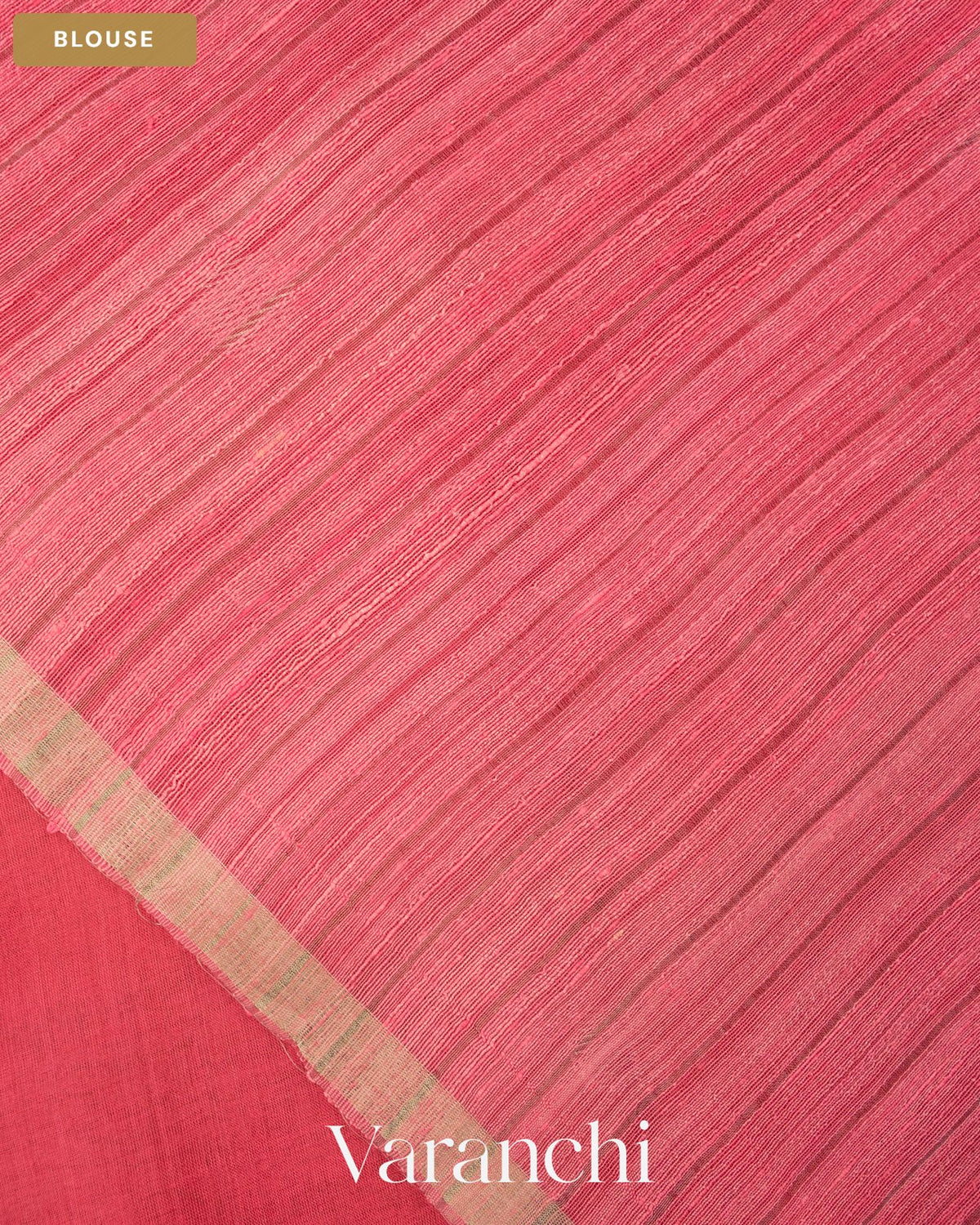 Pink Peach Jamdani Pure Muslin Silk Handloom Saree — Blouse