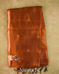 Copper Brown Jamdani Pure Mulberry Silk Handloom Saree — Full Saree
