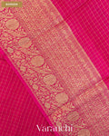 Rani Pink Checkered Pure Crush Kora Silk Saree — Border