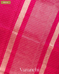 Rani Pink Checkered Pure Crush Kora Silk Saree — Pallu