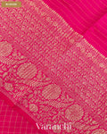 Rani Pink Checkered Pure Crush Kora Silk Saree — Blouse